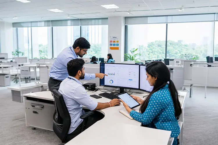 illsutration of Team working in finance sector.